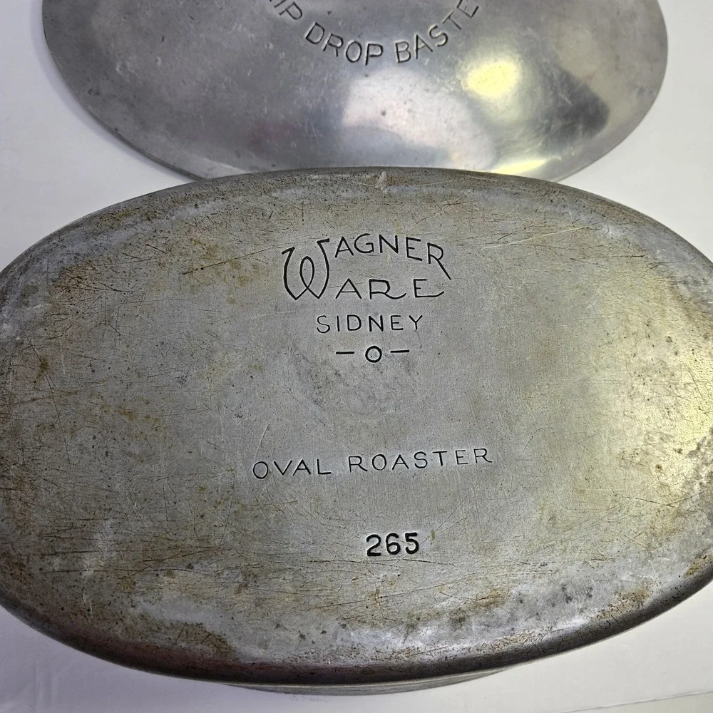 Wagner Ware # 5 265 Oval Drip Drop Roaster Lid And Trivet Vtg Magna Lite USA